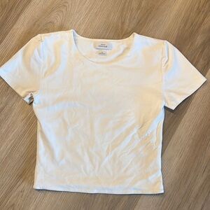 NWOT Babaton White Crop T-Shirt Fitted Short Sleeve